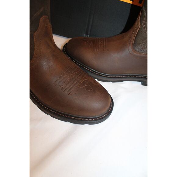 NIB Ariat Men's Groundbreaker Leather Soft Toe Boots BROWN SZ 9 - Picture 4 of 6